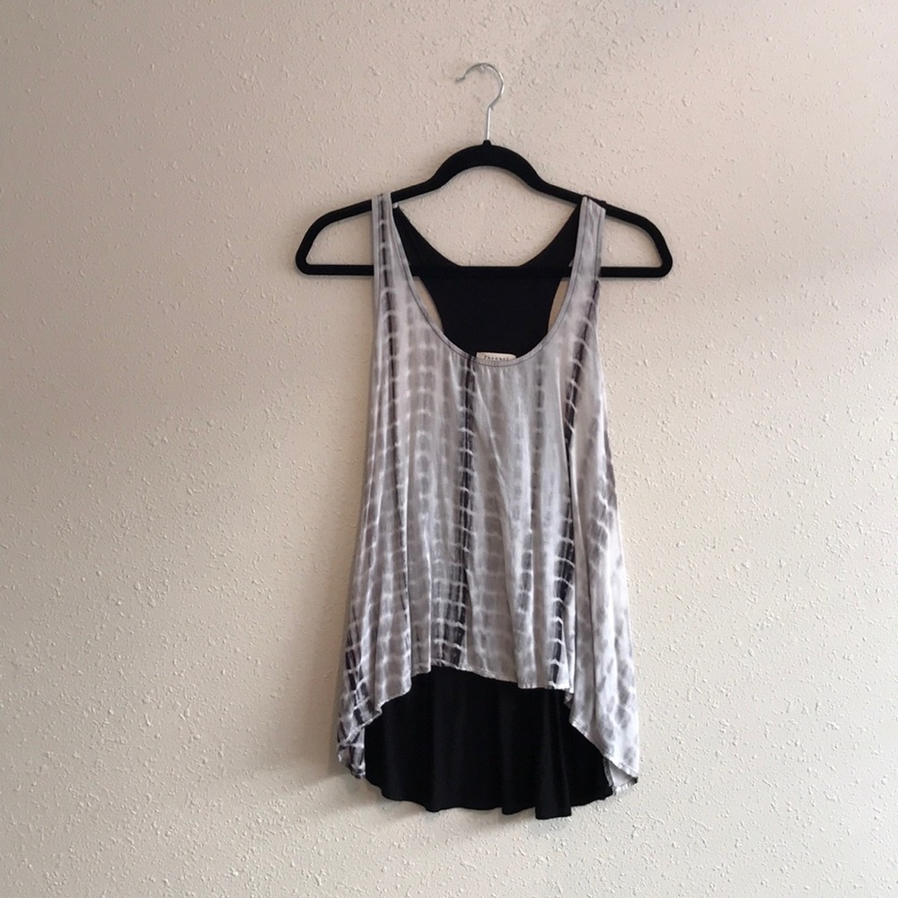 white bad black tie dyed tank